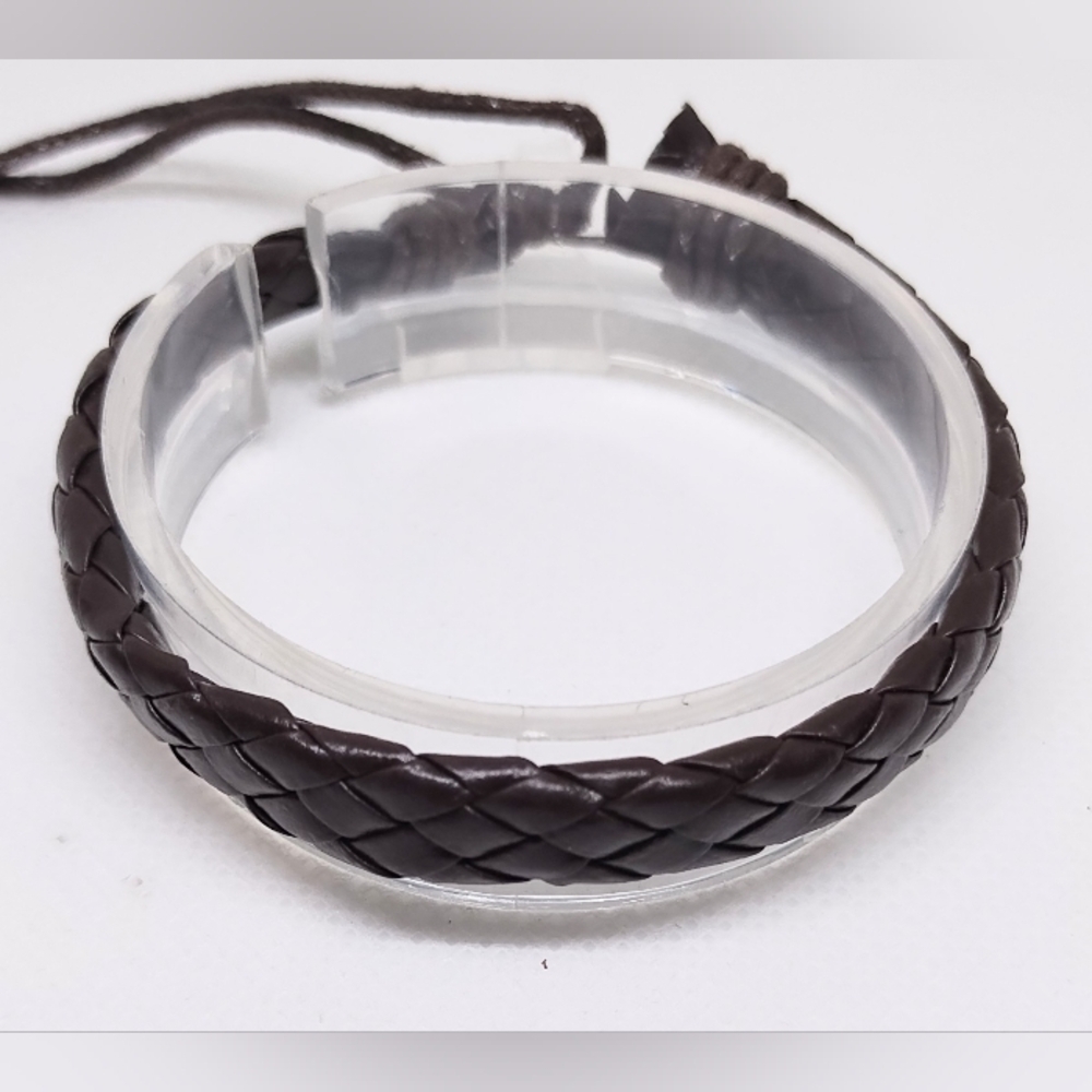 Men's Bracelet Leather‎ Braided Brown NEW f30